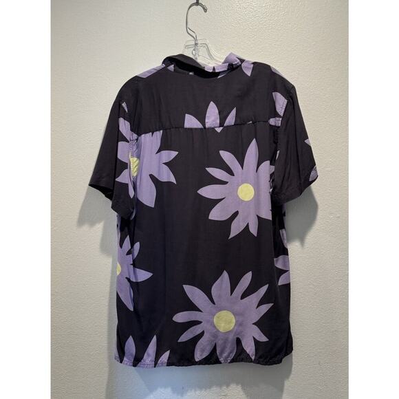 RSQ Men’s Size Medium Floral Print Shirt Button Front Rayon Fun Quirky Colorful - Picture 3 of 4